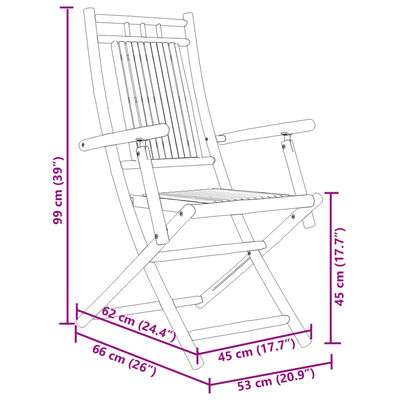 vidaXL kokkupandavad aiatoolid 6 tk, 53x66x99 cm, bambus