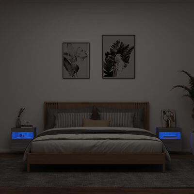 vidaXL teleri seinakapid LED-tuledega 2 tk, hall Sonoma, 40x30x40 cm