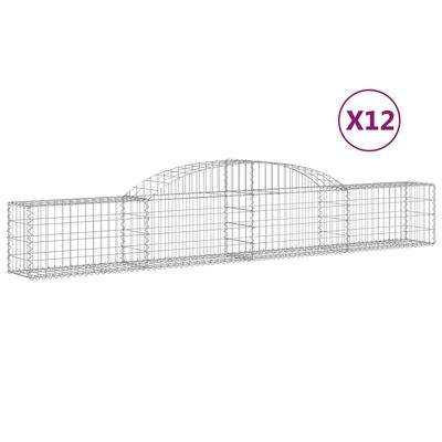 vidaXL kaarekujulised gabioonkorvid 12 tk, 300x30x40/60 cm, raud