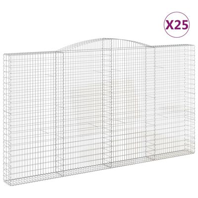 vidaXL kaarekujulised gabioonkorvid 25 tk, 400x30x220/240 cm, raud