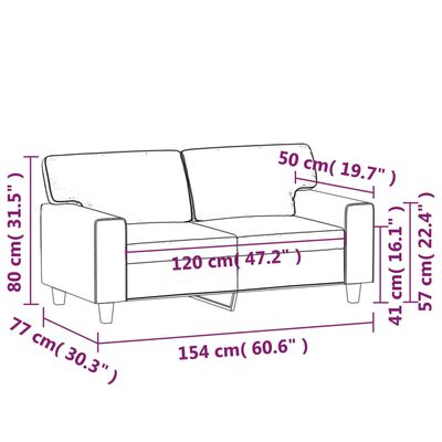 vidaXL kahekohaline diivan, must, 120 cm, kunstnahk