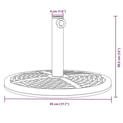 vidaXL päikesevarju alus, Ø38 / 48 mm postile, 12 kg, ümmargune