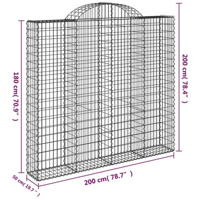 vidaXL kaarekujulised gabioonkorvid 20 tk, 200x50x180/200 cm, raud