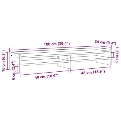 vidaXL monitorialus, pruun tamm, 100x24x16 cm, tehispuit