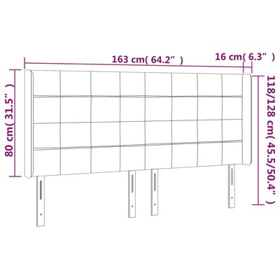 vidaXL LED-voodipeats, tumesinine, 163x16x118/128 cm, samet