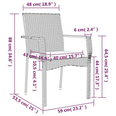 vidaXL aiatoolid patjadega 4 tk, polürotang, hall