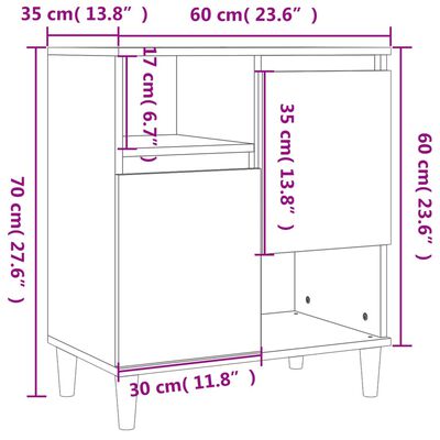 vidaXL puhvetkapid 3 tk, pruun tamm, 60 x 35 x 70 cm, tehispuit