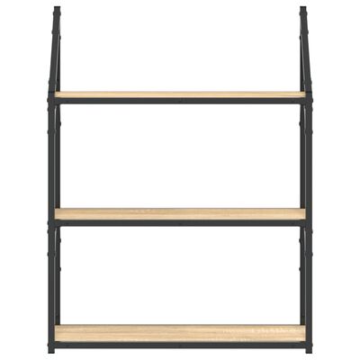 vidaXL 3-korruseline seinariiul, Sonoma tamm, 60x21x78,5 cm, tehispuit