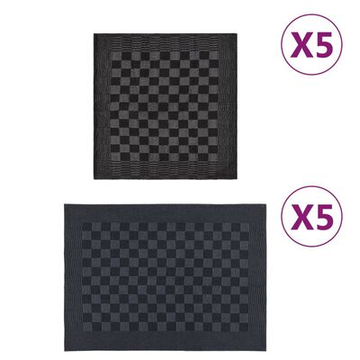 vidaXL 10-osaline rätikute komplekt, must ja hall, puuvill