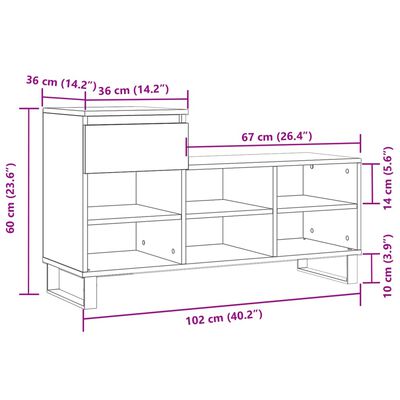 vidaXL kingakapp, pruun tamm, 102x36x60 cm, tehispuit