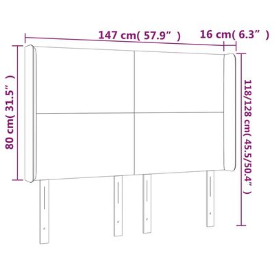 vidaXL voodipeats servadega, must, 147x16x118/128 cm, kunstnahk