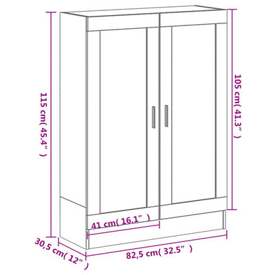 vidaXL raamatukapp, pruun tamm, 82,5 x 30,5 x 115 cm, tehispuit