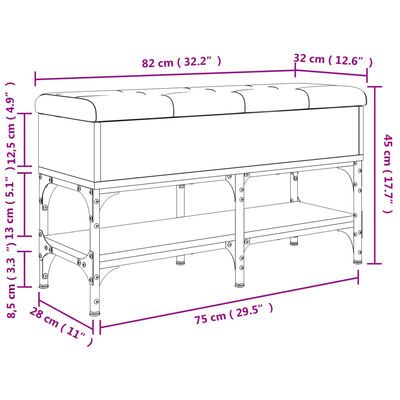 vidaXL jalatsipink, suitsutatud tamm, 82 x 32 x 45 cm, tehispuit