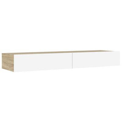 vidaXL telerialus LED-tuledega, valge ja Sonoma tamm, 120x35x15,5 cm