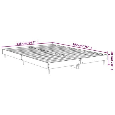 vidaXL voodiraam, pruun tamm, 135 x 190 cm, tehispuit