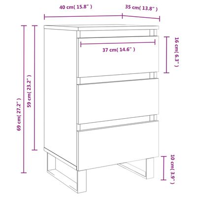 vidaXL öökapid 2 tk, valge, 40 x 35 x 69 cm, tehispuit