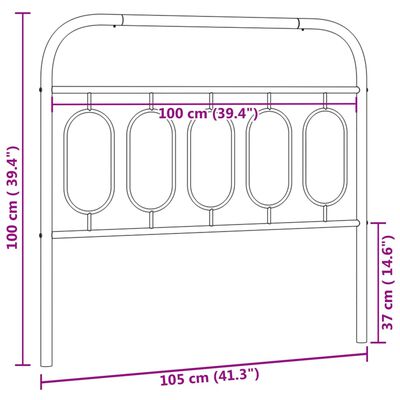 vidaXL metallist voodipeats, must, 100 cm