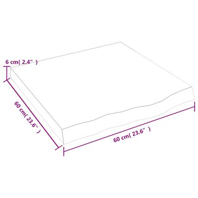 vidaXL lauaplaat, helepruun, 60 x 60 x (2-6) cm, töödeldud tammepuit