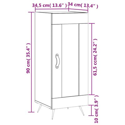 vidaXL puhvetkapp, hall Sonoma tamm, 34,5x34x90 cm, tehispuit