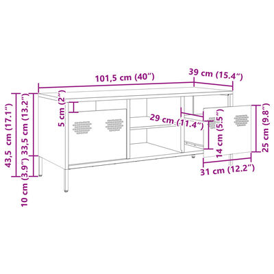 vidaXL telerikapp, oliiviroheline 101,5x39x43,5 cm külmvaltsitud teras