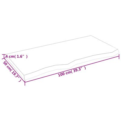 vidaXL vannitoa tasapind, 100 x 50 x (2-4) cm, töötlemata täispuit