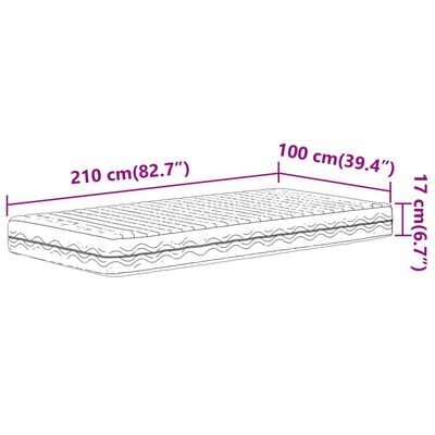 vidaXL poroloonmadrats valge 100x210 cm kõvadus H2 H3