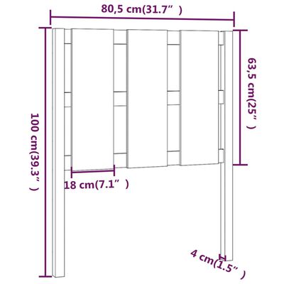 vidaXL voodipeats, valge, 80,5 x 4 x 100 cm, männipuit