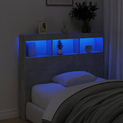 vidaXL voodipeatsi kapp LED-tuledega, betoonhall, 120x17x102 cm