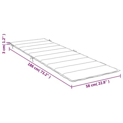 vidaXL päevitustooli padi, antratsiithall, 186 x 58 x 3 cm, kangas