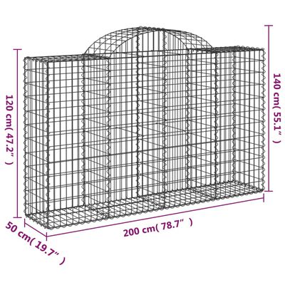 vidaXL kaarekujulised gabioonkorvid 2 tk, 200x50x120/140 cm, raud