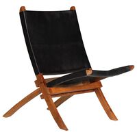 vidaXL kokkupandav tool, must, ehtne nahk