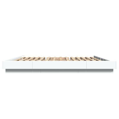 vidaXL voodiraam LED-tuledega, valge, 200 x 200 cm, tehispuit