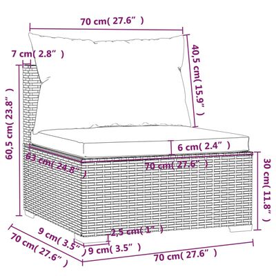 vidaXL 4-osaline aiamööblikomplekt patjadega, hall, polürotang