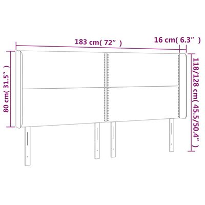 vidaXL LED-voodipeats, valge, 183x16x118/128 cm, kunstnahk