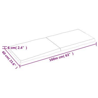 vidaXL lauaplaat, 160 x 60 x (2-6) cm, täispuit, naturaalsed servad