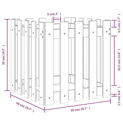 vidaXL aia disainiga taimekast, 50 x 50 x 50 cm, immutatud männipuit