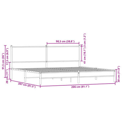 vidaXL metallist voodiraam ilma madratsita pruun tamm 200x200 cm