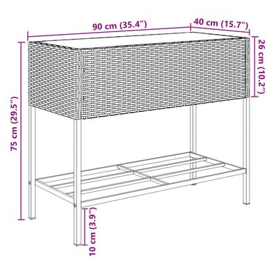 vidaXL aia taimekastid riiuliga, 2 tk, hall, 90x40x75 cm, polürotang