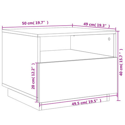 vidaXL LED-tuledega kohvilaud, must, 50x49x40 cm