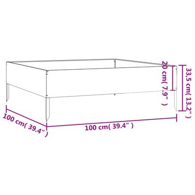 vidaXL taimekast, 100 x 100 x 33,5 cm, Corten-teras