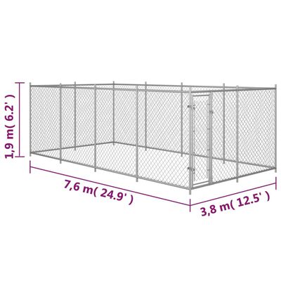 vidaXL koeraaed 7,6 x 3,8 x 1,9 m