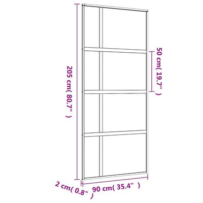 vidaXL liuguks, kuldne, 90x205 cm, läbipaistev ESG-klaas ja alumiinium