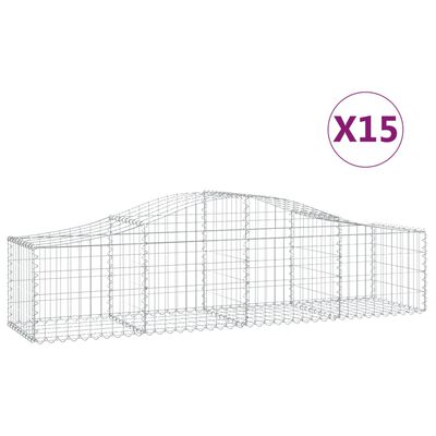 vidaXL kaarekujulised gabioonkorvid 15 tk, 200x50x40/60 cm, raud