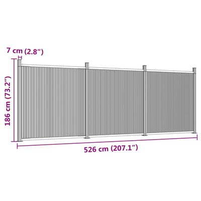 vidaXL aiapaneelid, hall, 526 x 186 cm, WPC