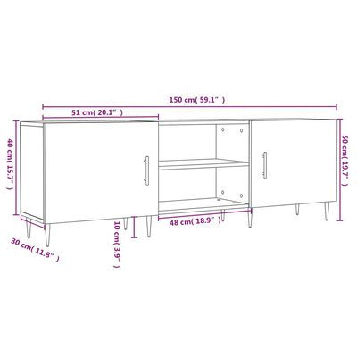 vidaXL telerikapp, betoonhall, 150x30x50 cm, tehispuit