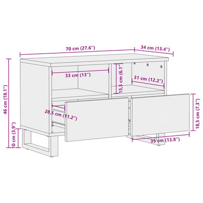 vidaXL telerikapp, 70 x 34 x 46 cm, akaatsiapuit