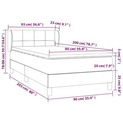 vidaXL kontinentaalvoodi madratsiga, must, 90x200 cm, samet