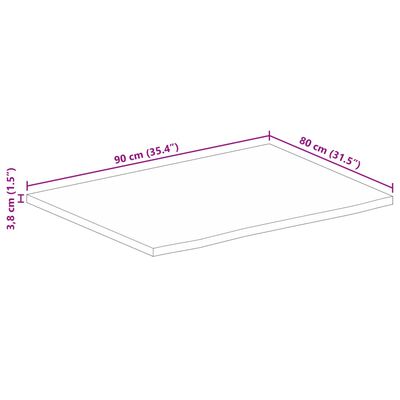 vidaXL lauaplaat, naturaalse servaga, 90 x 80 x 3,8 cm, mangopuit