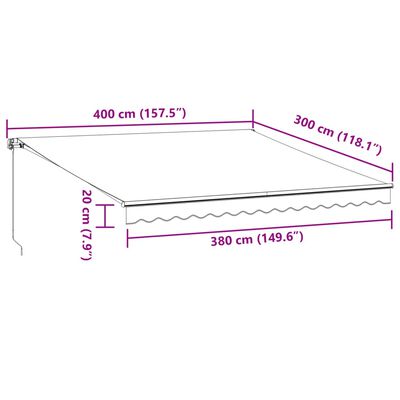 vidaXL automaatselt sissetõmmatav varikatus, veinipunane, 400x300 cm