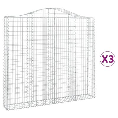 vidaXL kaarekujulised gabioonkorvid 3 tk, 200x30x180/200 cm, raud